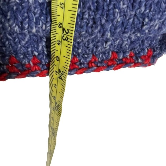 Purple Mountain Blue Windmill Pattern Knit Button Up Wool Blend Cardigan Small - Picture 6 of 6